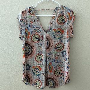 Blouse with cap sleeves